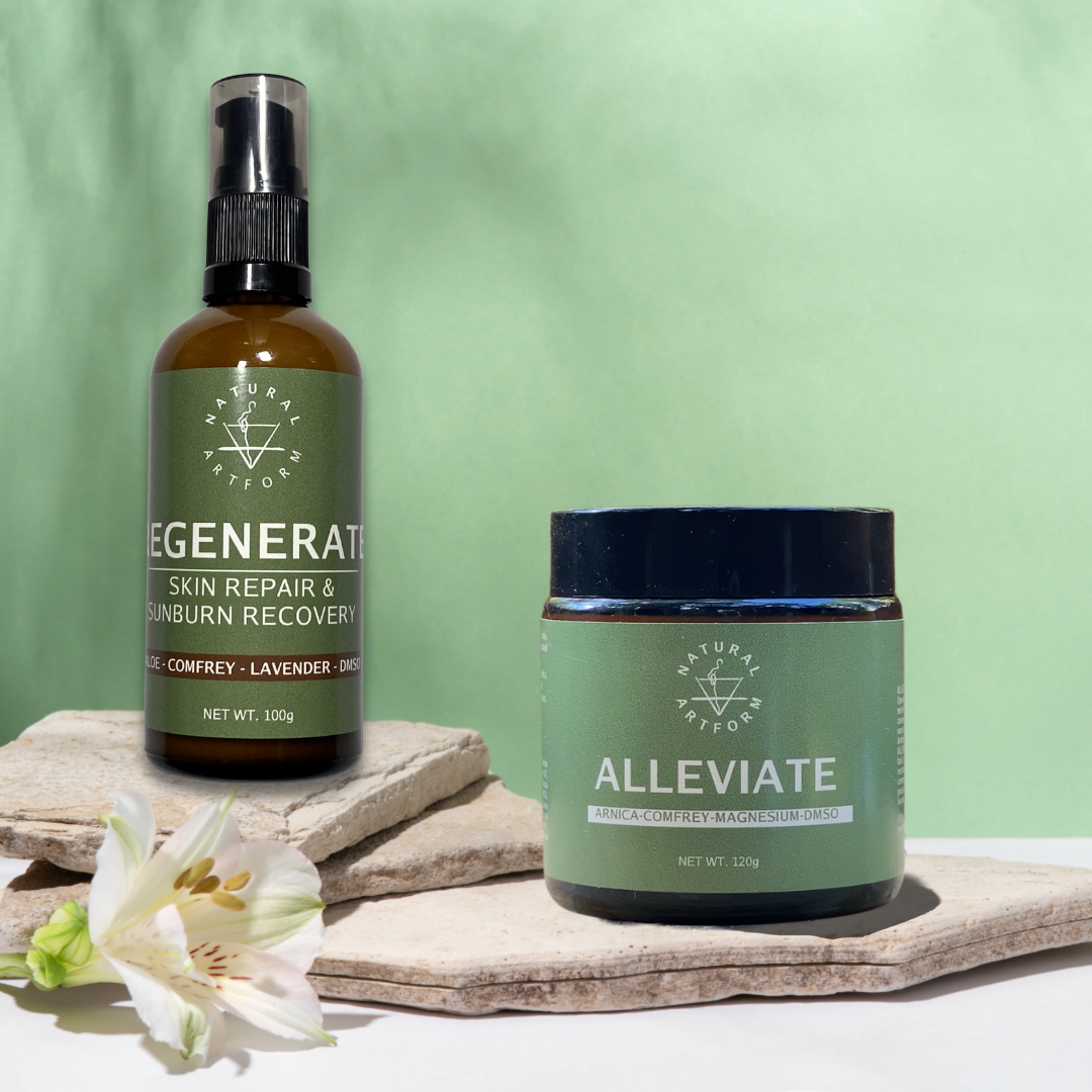 natural pain relief, natural anti-inflammatory, arnica, comfrey, calendula, magnesium, DMSO, arthritis relief, knee pain, back pain, muscle repair, muscle recovery, sunburn recovery, burn cream, aloe vera, knit bone, bone knit, herbal remedies
