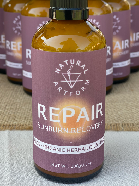 Sunburn repair, aloe Vera dmso for nourishing and hydrating skin while supporting an accelerated healing process. 